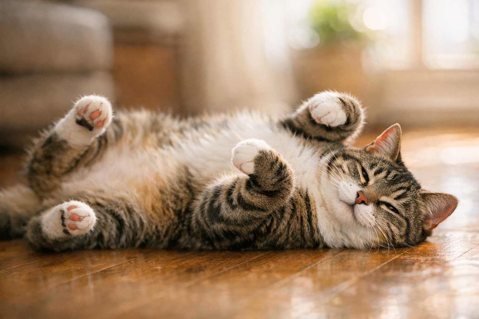 Chat qui se roule par terre : 7 raisons derrière ce comportement singulier